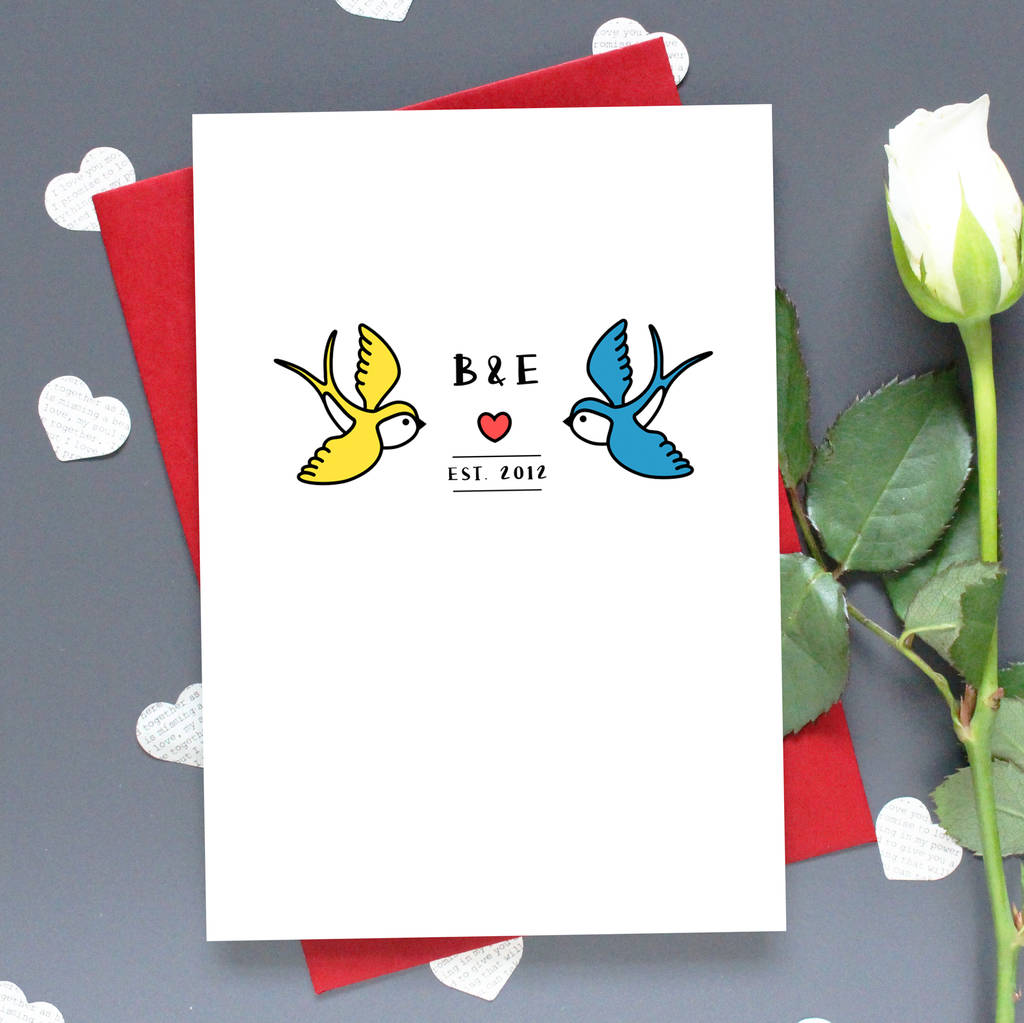 Love Birds Vintage Tattoo Card By Precious Little Plum