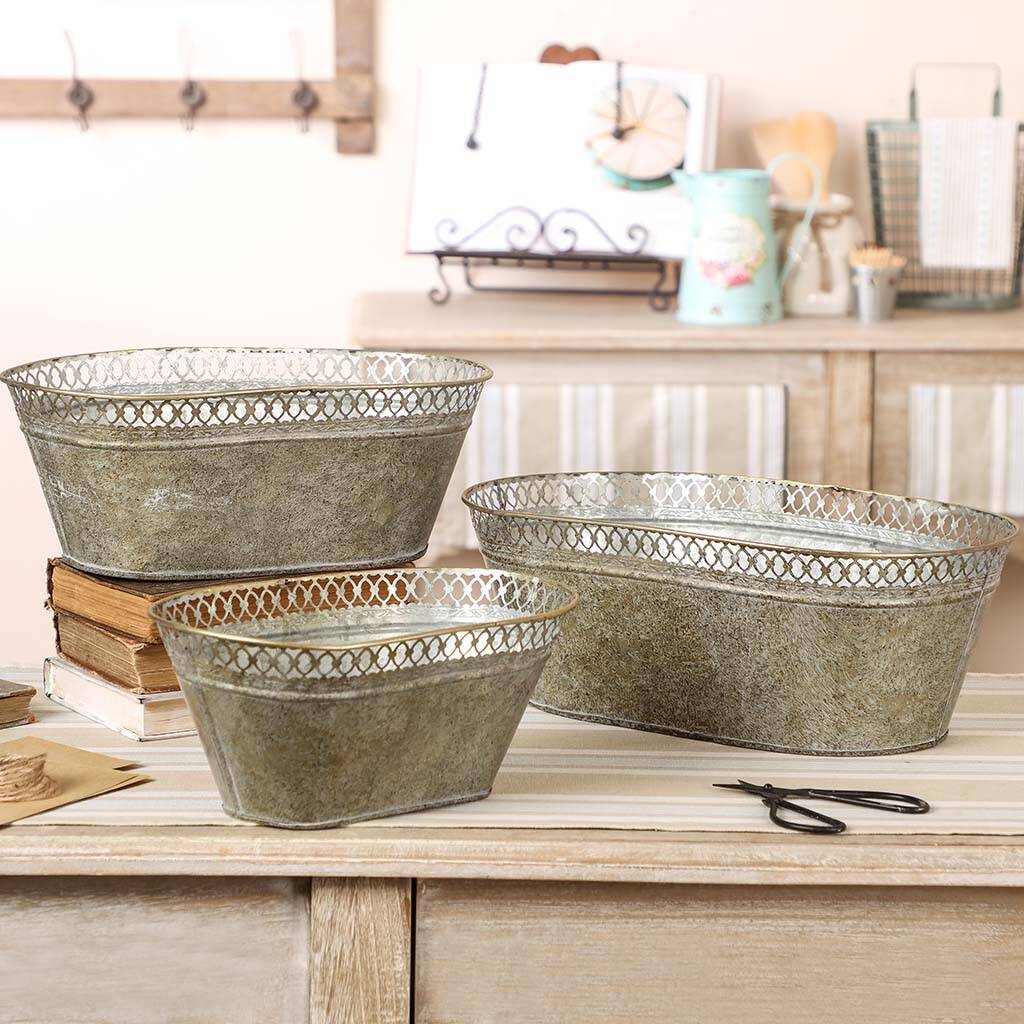 father's day set of three personalised zinc planters by dibor