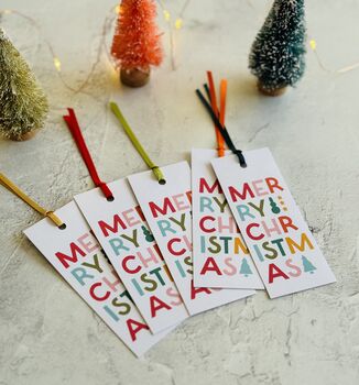 Christmas Gift Tags 'Colour Pop' Set Of Five, 2 of 4