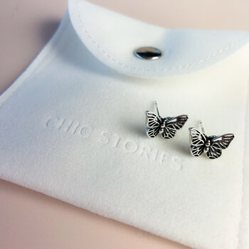 Sterling Silver Vintage Style Butterfly Stud Earrings, 5 of 6