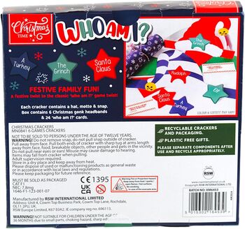 Who Am I? Christmas Crackers Set Of Six Family Fun Game, 7 of 7