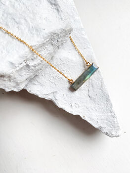 Labradorite Rectangle Necklace 18k Gold Plated Christmas Gift Present, 5 of 6