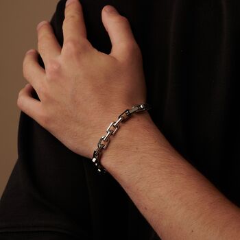 Silver Personalised Large Link Bracelet For Men And Women, 7 of 12