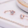 Sterling Silver Cz Crystals Huggie Hoop Earrings, thumbnail 4 of 11