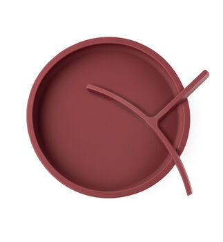 Silicone Plate With Removable Divider Burgundy, 3 of 5