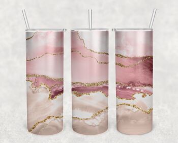 Pink Marble Personalised Insulated Tumbler With Name, 2 of 2