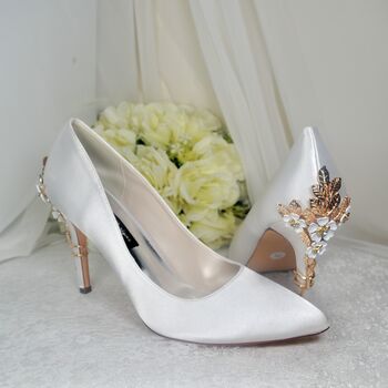 Ivory Floral Bridal Shoes With Matching Bag, 2 of 8