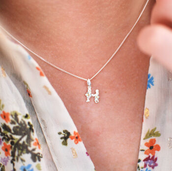 Personalised Silver Flower Charm Initial Necklace, 7 of 11