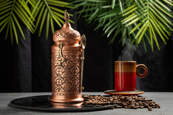 Hand‑Engraved Copper Jar And Solid Copper Coffee Pot Set, Set Of Two, 3 of 6