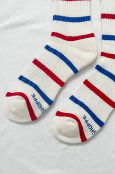 Red / Blue Striped Boyfriend Socks, 5 of 6
