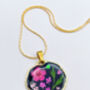 Necklace With Pink Flowers In Black Lacquer, thumbnail 2 of 9