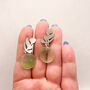 Transparent Light Green Silver Leaf Statement Earrings, thumbnail 8 of 12