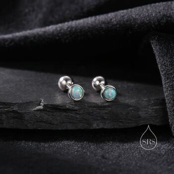 Tiny Aqua Green Opal Screw Back Earrings, 7 of 10