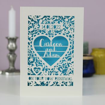 Personalised Papercut Vow Renewal Card, 4 of 4