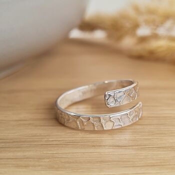 Silver Bark Band Wrap Ring, 3 of 10