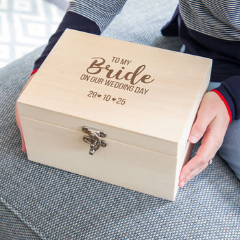 Personalised To My Bride Or Groom On Our Wedding Day Keepsake Box, 5 of 6