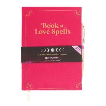 Book Of Love Spells Journal Rose Quartz Crystal Pen, 6 of 6