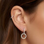 Women's Sterling Silver Small Hoop Earrings With Cubic Zirconia Charm, thumbnail 1 of 3
