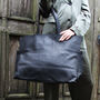Large Black Leather Tote Bag, thumbnail 1 of 8