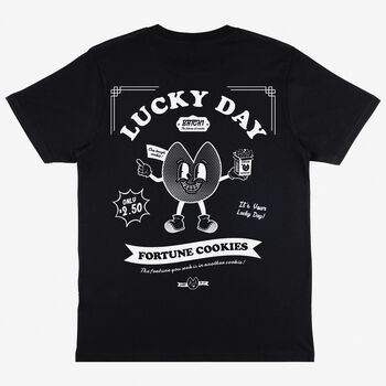 Lucky Day Fortune Cookie Graphic T Shirt In Black, 2 of 2