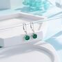 Emerald Green Cz Lever Back Hoop In Sterling Silver, thumbnail 6 of 12