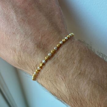 Gold And Silver Moon Cut Bead Chain Bracelet For Men, 4 of 10