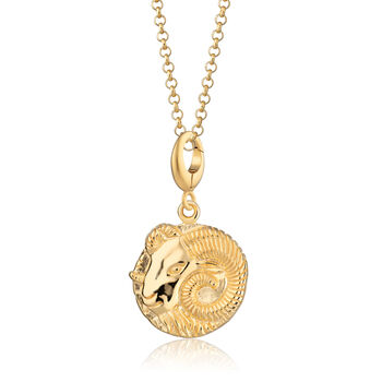 Gold Plated Aries Zodiac Necklace, 2 of 7