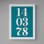 Personalised Custom Teal Special Date Wall Art, thumbnail 3 of 7
