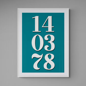 Personalised Custom Teal Special Date Wall Art, 3 of 7