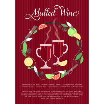 illustrated mulled wine print with recipe by applemint designs ...