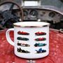 History Of F1 Grand Prix Cars Enamel Mug, thumbnail 1 of 4