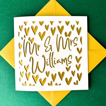 Papercut Hearts Personalised Wedding Card, 3 of 5
