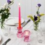 Double Ended Pink Glass Candle Holder, thumbnail 1 of 4