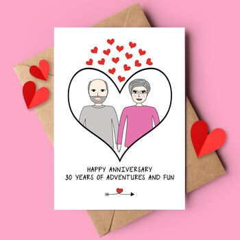 Anniversary Personalised Couple Portrait Love Card, 5 of 7