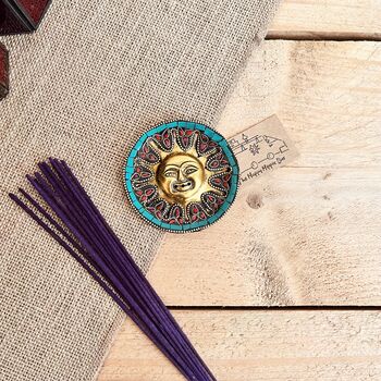 Smiling Gold Sun Incense Stick Holder Ash Catcher, 8 of 8