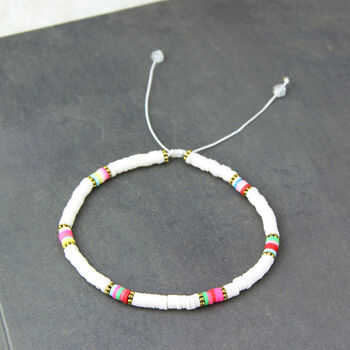 Colourful Clay Disc Bead Adjustable Bracelet, 4 of 8