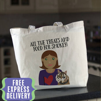 Design Your Own Personalised Cat Lady Shopping Bag Gift, 2 of 12