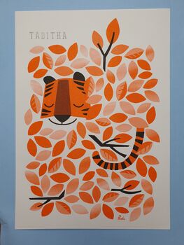 Personalised Hidden Tiger Riso Print A3, 3 of 3