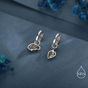 Sterling Silver Anatomical Brain And Heart Asymmetric Huggie Hoop Earrings, 2 of 12