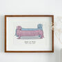 Floral Dachshunds Art Print, Can Be Personalised, thumbnail 1 of 2