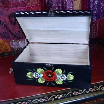 Decorative Canal Roses Painted Wooden Box, 9 of 11