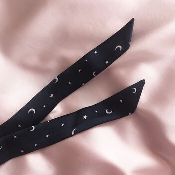 Navy Star Print Silk Tess Hair Ribbon, 3 of 3
