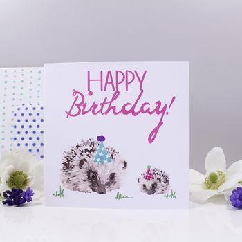 'Happy Birthday' Hedgehog Party Hat Card, 2 of 2