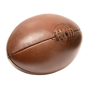Vintage Full Cowhide Leather Rugby Ball – Handcrafted, 2 of 8