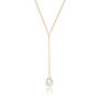 Silver, Gold, Rose Large Pearl Lariat Pendant Necklace, thumbnail 5 of 7