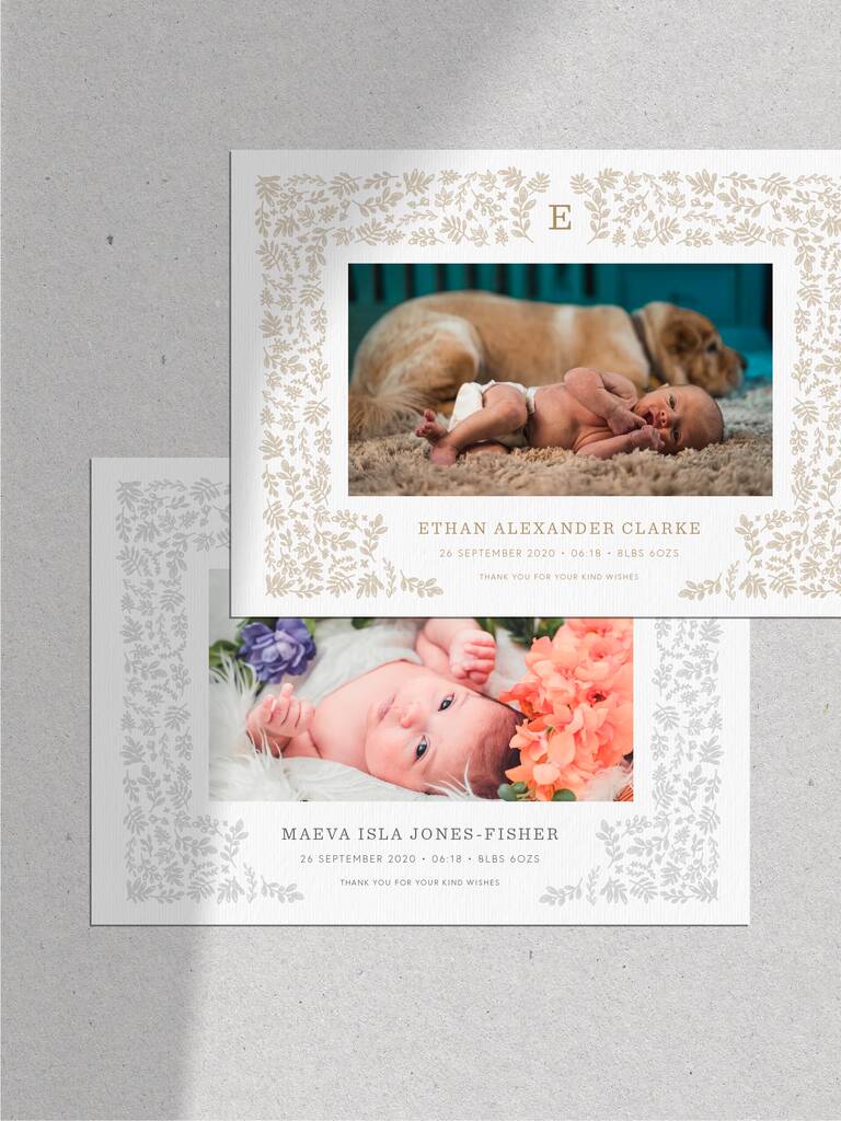 Image of 20 Harvest Photo Birth Announcements Thank You Cards, Peru