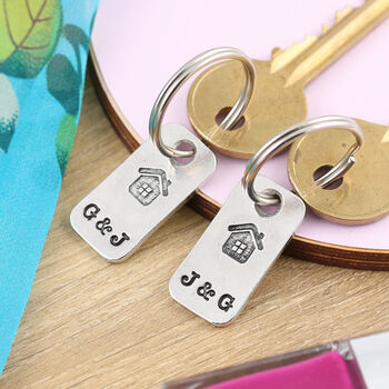 Couples New Home Gift Personalised Pair Small Keyrings, 3 of 5
