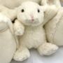 Mini Cream Bunny And Matching Baby Rattle, Gift Bag, thumbnail 9 of 9