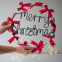Merry Christmas Satin Bow Light Up Wreath | Handmade Holiday Decoration, thumbnail 1 of 5