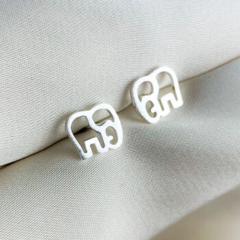 Sterling Silver Simple Elephant Stud Earrings, 3 of 6
